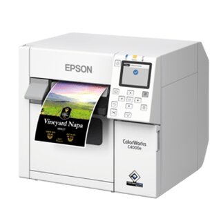Epson ColorWorks C4000, Glnzende Schwarztinte, Cutter, ZPLII, USB, Ethernet