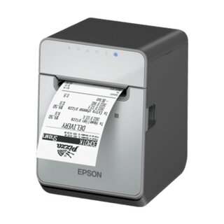 Epson TM-L100, 8 Punkte/mm (203dpi), Cutter, linerless, USB, RS232, Ethernet, schwarz